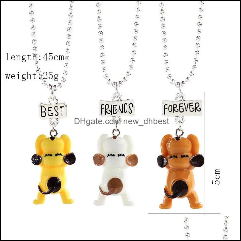  friends forever bff necklace for kids boys grils princess dog french fries burger donut pendant chains children friendship jewelry