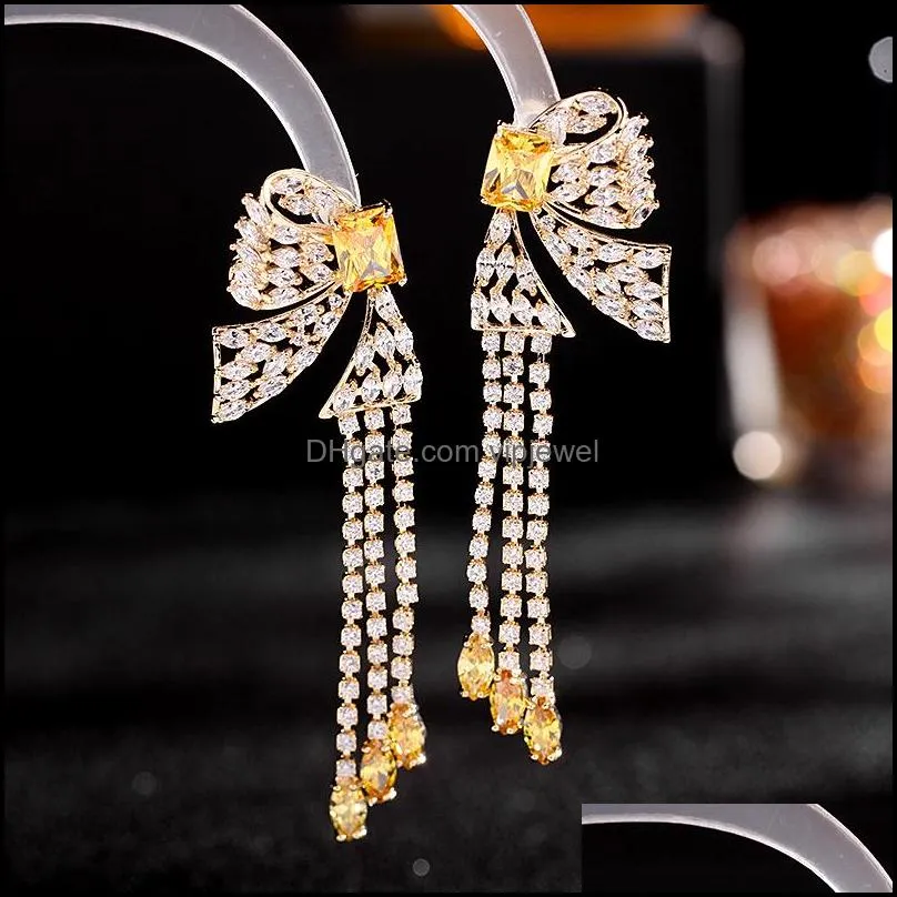 fashion bowknot tassel dangle for women vintage jewelry modern party wedding bridal accessories trendy drop earrings gift 1 pair