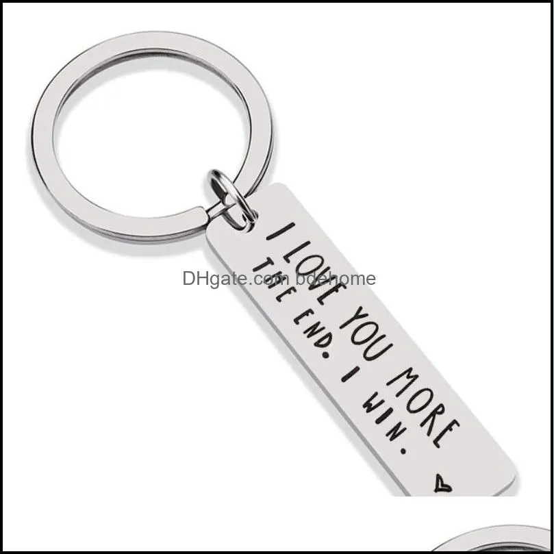 valentines day key rings i love you more the end letter keychain stainless steel keyring for men women