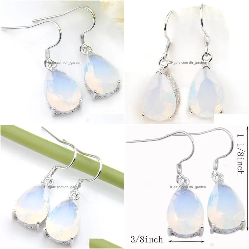 luckyshine friend family gift natural moonstone whiteteardrop shaped 925 sterling silver wedding dangle hook earrings for women