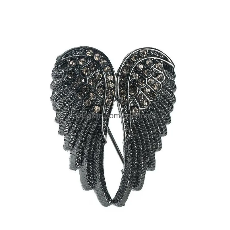 fashion jewelry retro angel wing brooch inlaid rhinestone brooches
