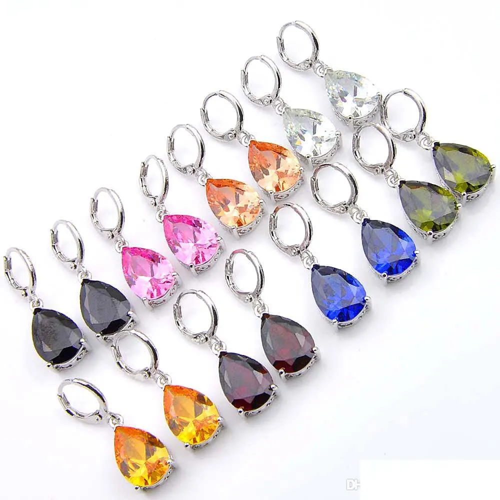 luckyshine earrings fashion vintage for women 925 silver teardrop cubic zirconia party earrings 5pair