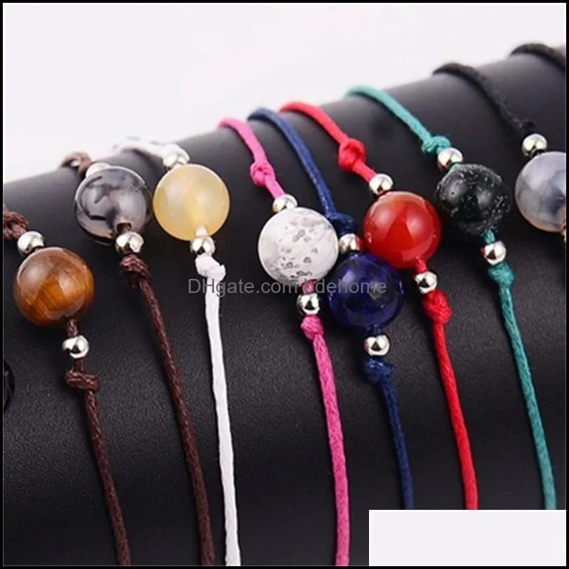 12pcs/sets natural stone handmade woven charms bracelets bangles for women adjustable rope wristband jewelry children birthday gift 3636