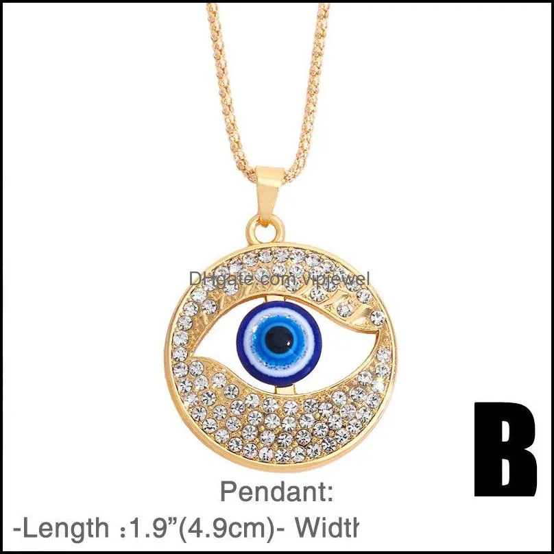 turkey evil blue eye necklace sweater chain jewelry crystal fatima hand pendant necklaces for women