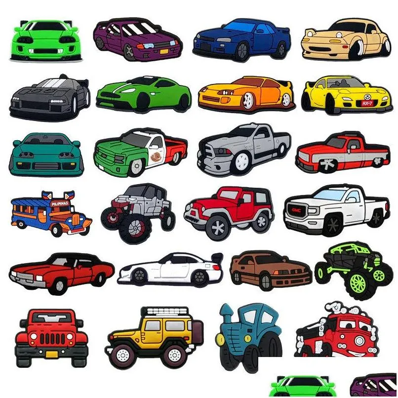 pvc transportation cars croc charms clog shoe decoration buckle charm pins charm accessories