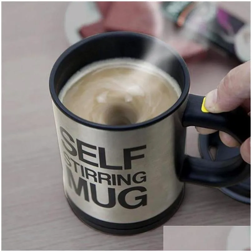 self stirring coffee cup 400ml automatic mixing tea cup stainless steel coffee cup drinking mug electric coffee mixer