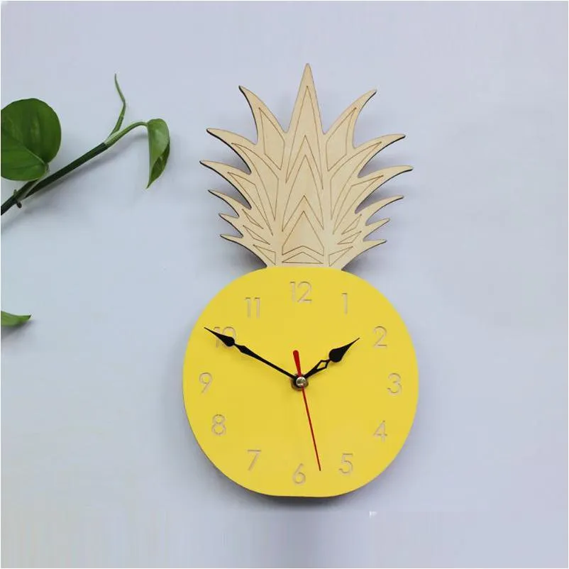 wall clocks clock cartoon acrylic pineapple fruit arrical 11inch creative living room mute watch horlog