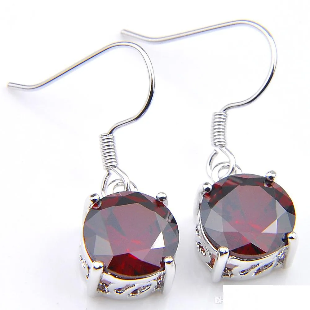 luckyshine christmas gift 925 sterling silver red garnet earrings russia american australia women wedding earring 