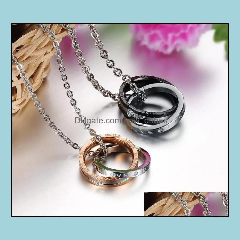 love rings charm pendant couples necklace for women stainless steel necklaces for men wedding romantic valentines day love gift