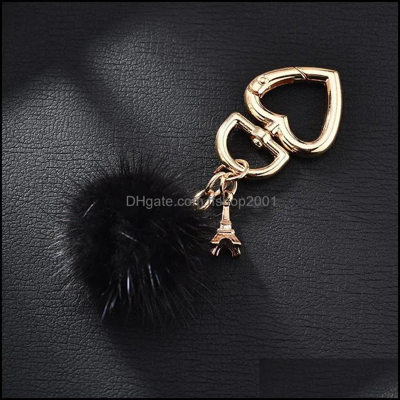 artificial rabbit fur ball key rings 14 styles fashion bag pompom keychain car pendant charm jewelry party faovrs p119fa