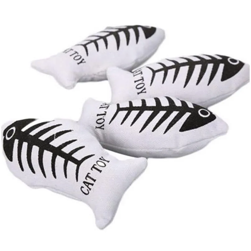 soft canvas plush creative fish shape cat toy gifts catnip fish stuffed pillow doll simulation fish playing toy for pet