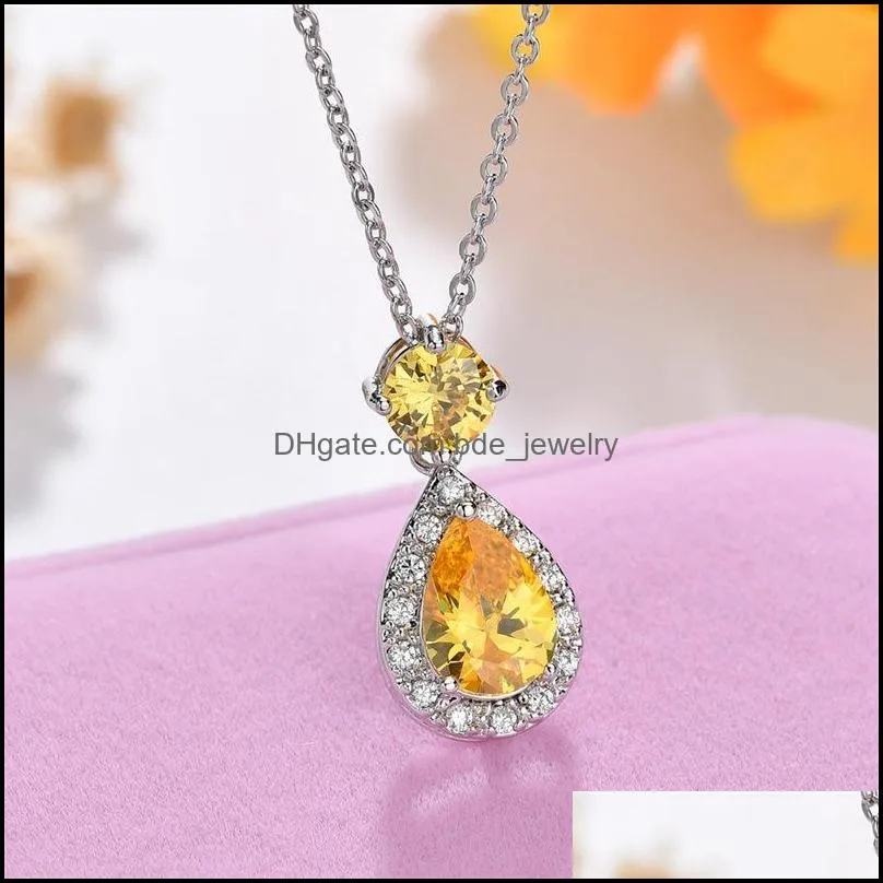 teardrop cubic zirconia necklace pendant high quality brand cubic zirconia water drop earrings wedding jewelry cz stone dangle ear