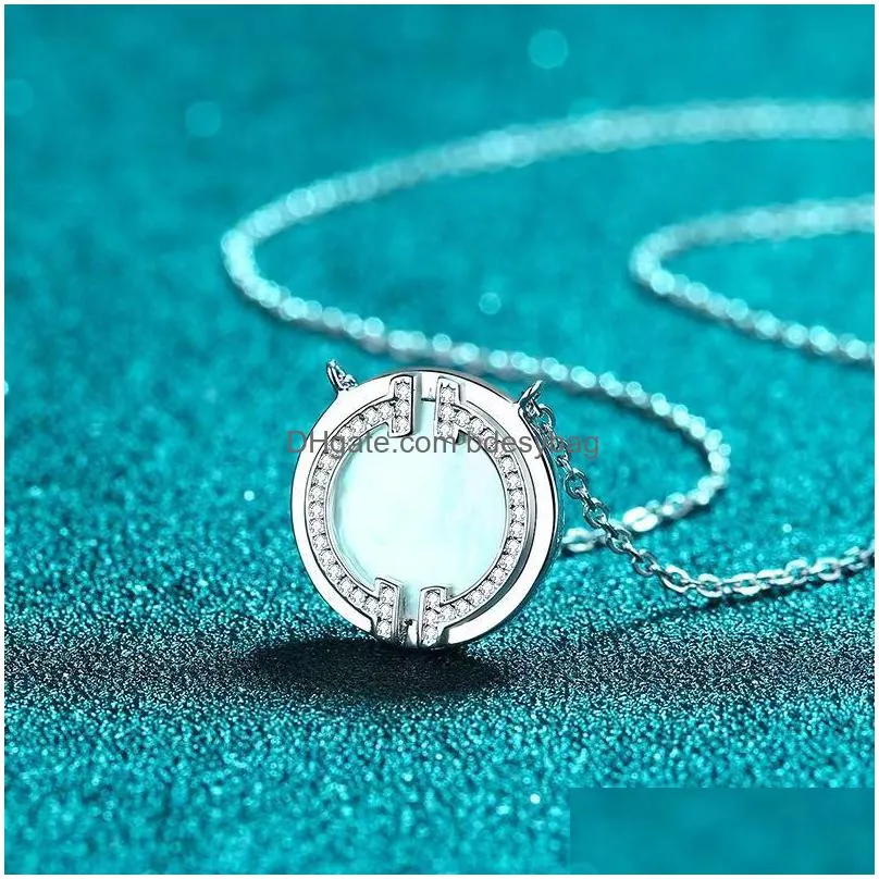 other trendy white shell moissanite smile necklace for women ins jewelry 100 925 sterling silver pendant giftother