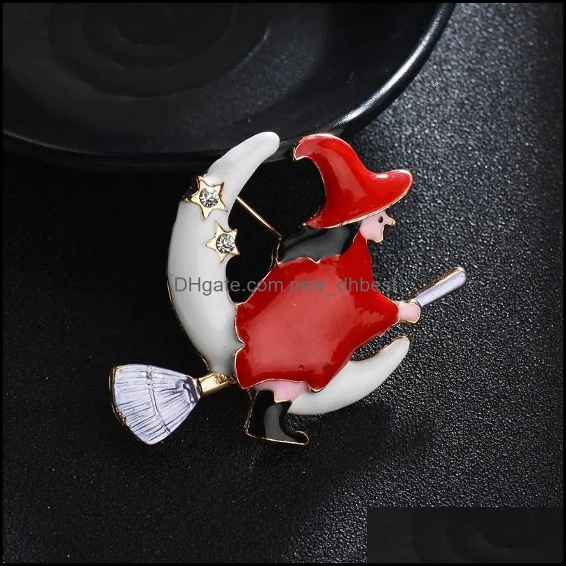 2019 halloween enamel brooches cartoon witch pumpkin car lapel brooch badge pin for women men kids fashion jewelry accessories