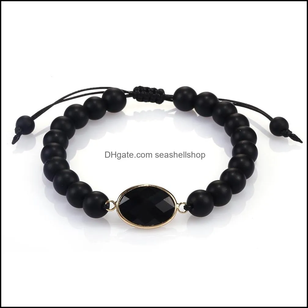 fashion 8mm black matter agate bead charm bracelets tiger eye natural stone handmade braided yoga beads bracelet for women jewelry