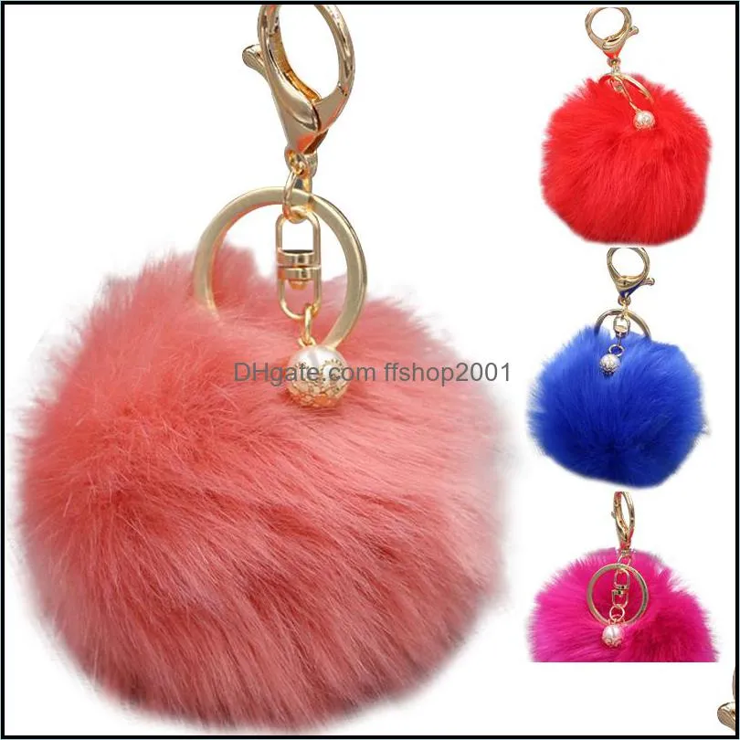 22 styles cute key rings nice variety 8cm pompom keychain high quality bag pendant keyring women fashion jewelry gifts p61fa