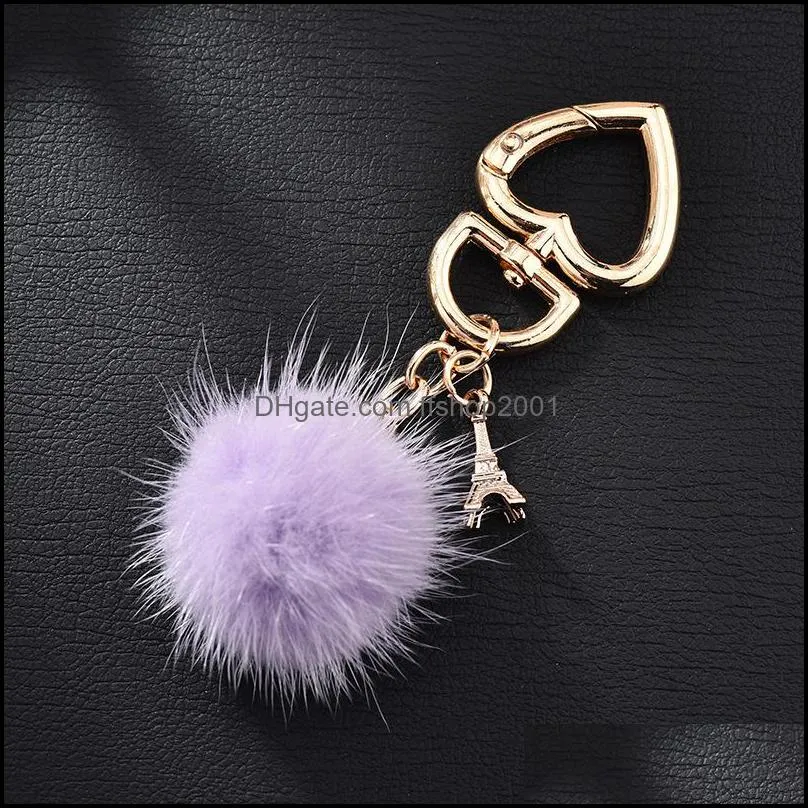 artificial rabbit fur ball key rings 14 styles fashion bag pompom keychain car pendant charm jewelry party faovrs p119fa