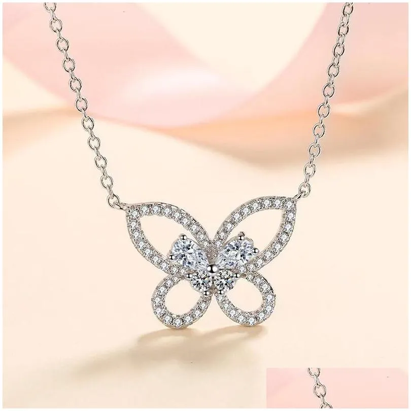 other trendy s925 silver moissanite butterly necklace women jewelley d color vvs1 0.82ct pass diamond with gra giftother otherother