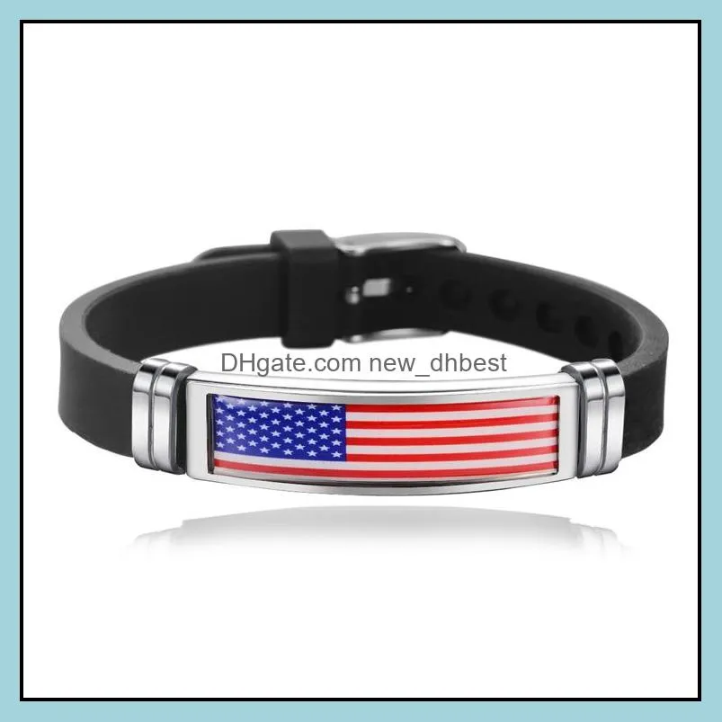 national flag silicone bracelets spain germany england australia brazil wristband men bracelets fitness sporty jewelry size adjustable