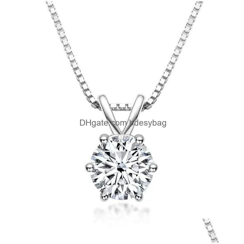 other trendy 1 d color moissanite necklace for women jewelry white gold plated 925 silver pendant giftother