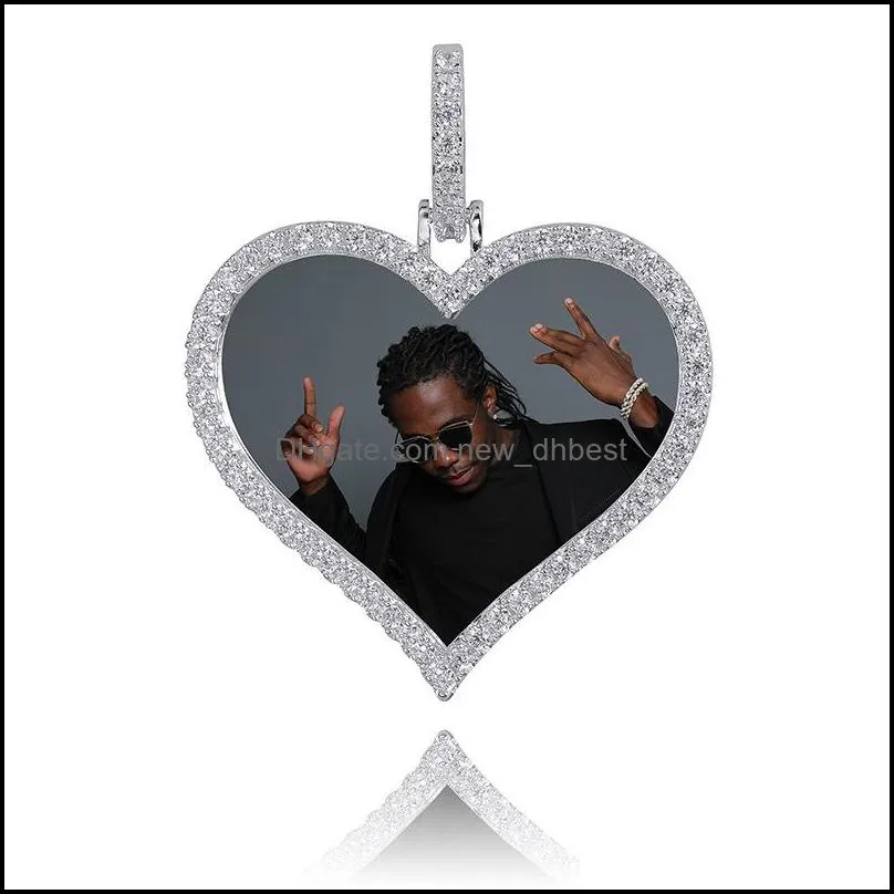 custom made p o memory medallions necklaces bling iced out heart pendant rope chains for men women hip hop personalized jewelry