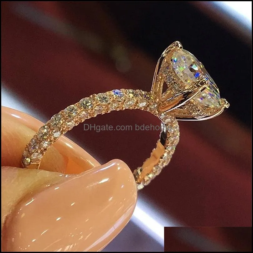 fashion beautiful silver crystal zircon ring size 5/6/7/8/9/10 engagement wedding band rings high quality for bride women