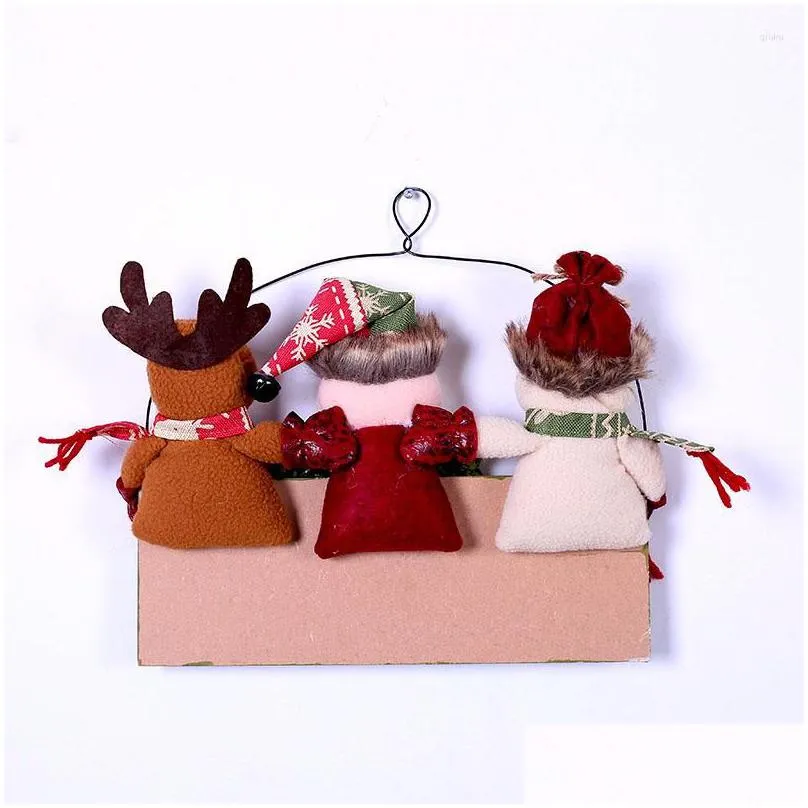 christmas decorations diy wooden deer doorplate pendants decoration wood crafts tree ornaments home decor supplies 30x23.5 cm