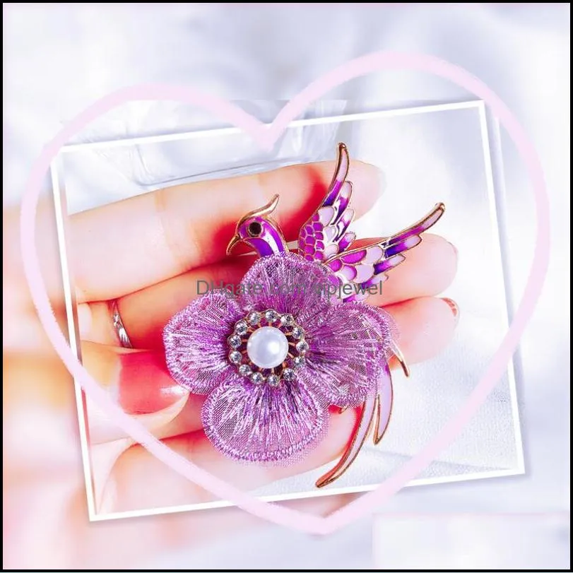 chinese style hand embroidered phoenix bird flower brooch women luxury jewelry vintage pin scarf dress accessories