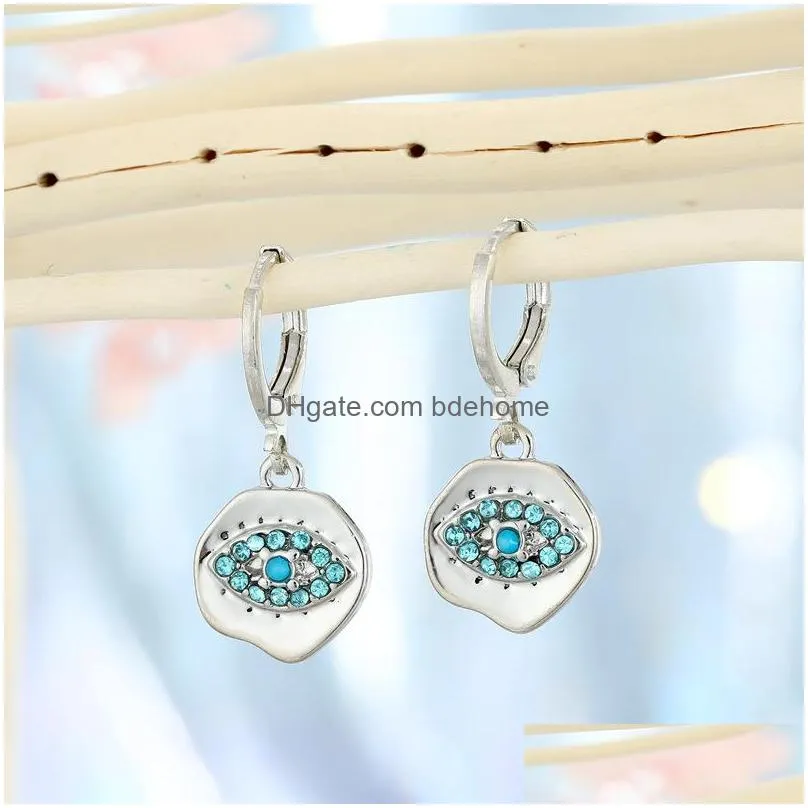 fashion jewelry turkish symbol evil eyes hoop dangle earrings rhinstone blue eye earring