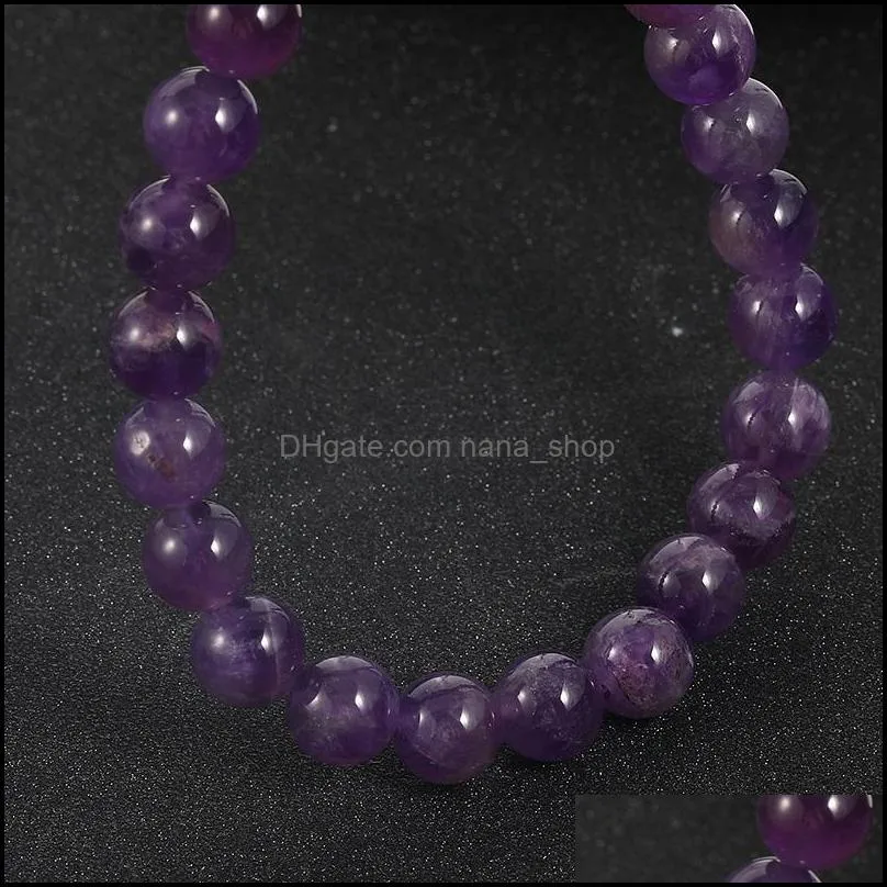 8mm natural stone round beads elasticity rope bracelets for men women high quality natural amethyst beads bracelet jewelry