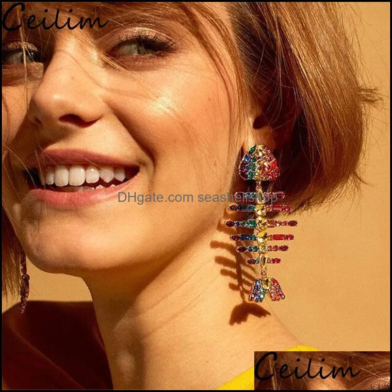  bohemian luxury crystal drop earrings for wedding brand design bird fish crab tassel earrings for women party jewelry gifts 2019