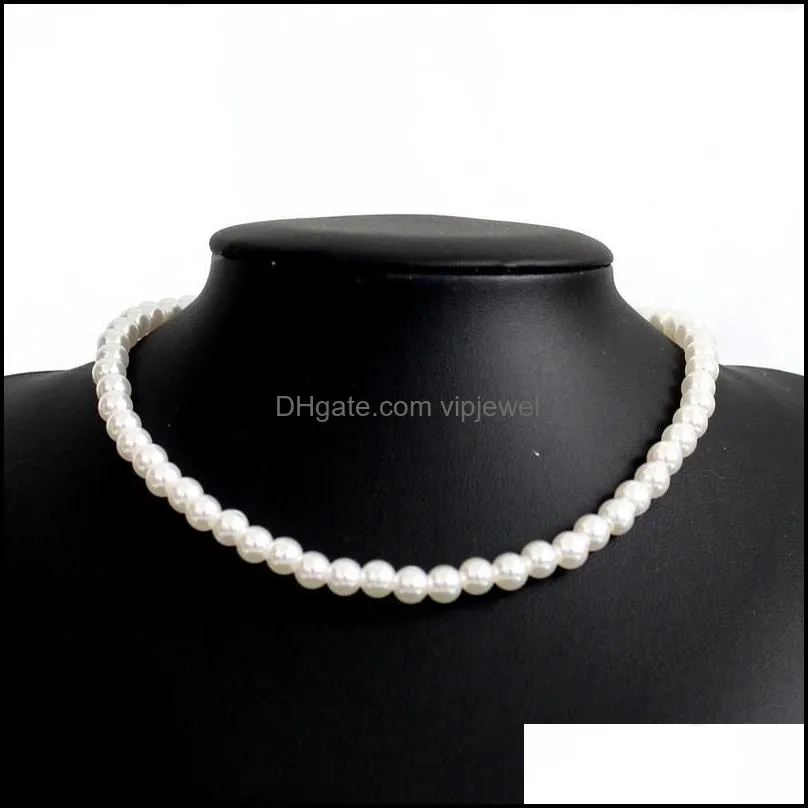 vintage imitation pearl choker necklaces chain goth collar for women fashion charm party wedding jewelry gift accessories