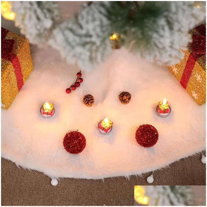 christmas decorations white plush tree skirt pure long hair carpet xmas home party decoration 78cm drop