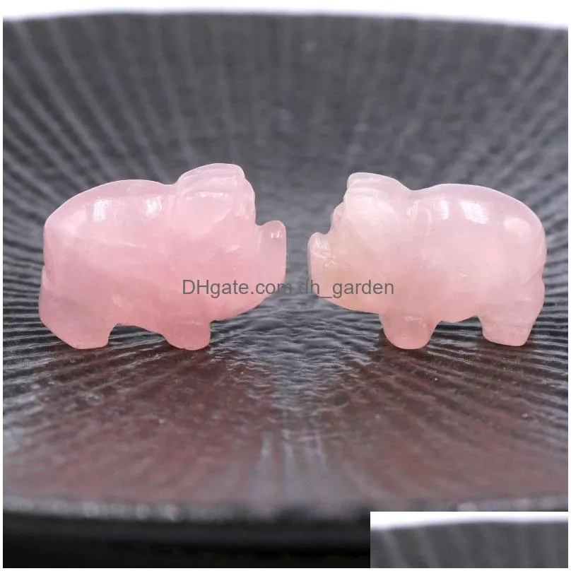 rose quartz stone carving pig shape crystal healing decoration animal ornaments crafts 2032mm