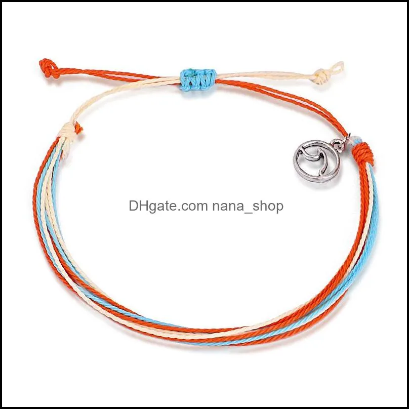 wax string woven bracelets multilayer woven friendship bracelet wave charm adjustable braided bracelet for women girls