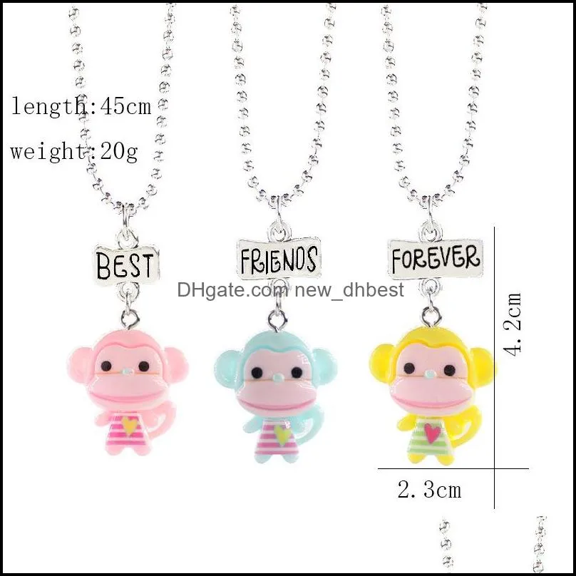  friends forever bff necklace for kids boys grils princess dog french fries burger donut pendant chains children friendship jewelry