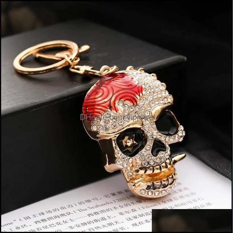 creative women men metal skeleton keychains stereo hip hop car bag pendant fashion keychain accessories