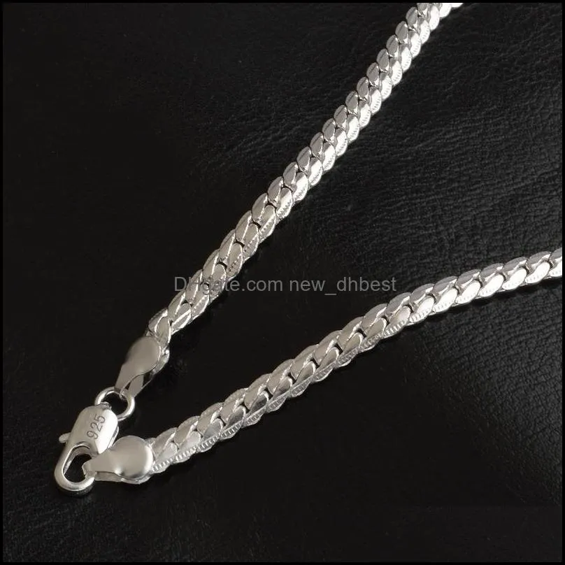 5mm 925 sterling silver chains 20inch women full sideways silver choker necklaces for men fashion jewelry accessories gift