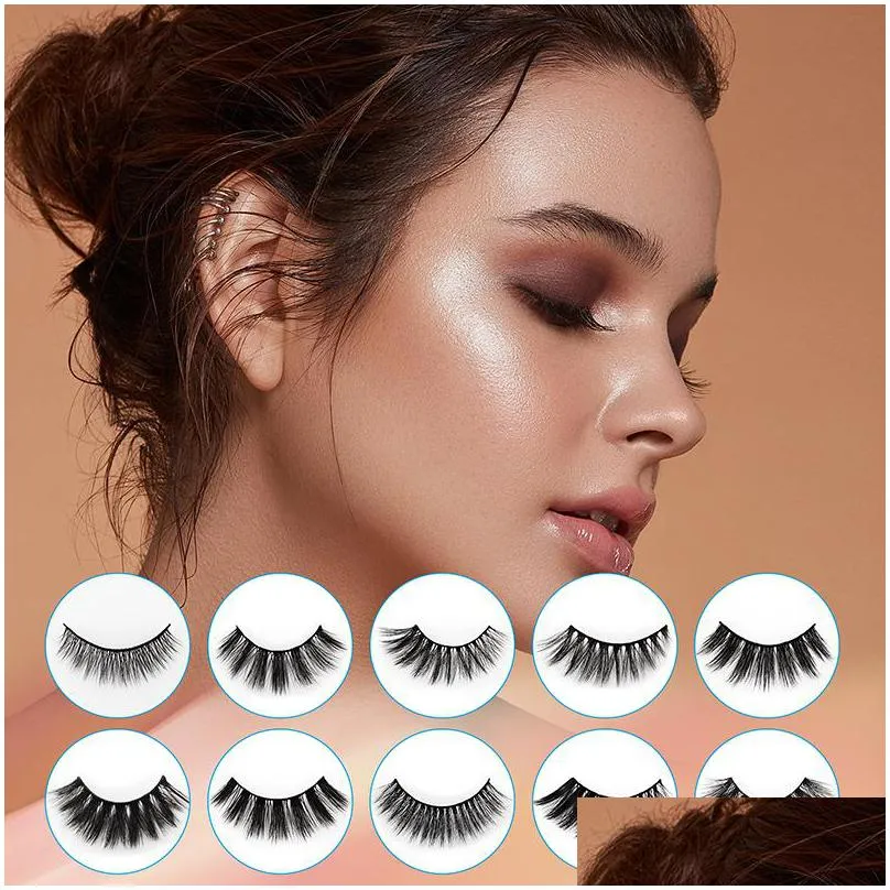 3d thick eyelashes colorful false eyelash 10 pairs each box natural long wholesale makeup fake lashes