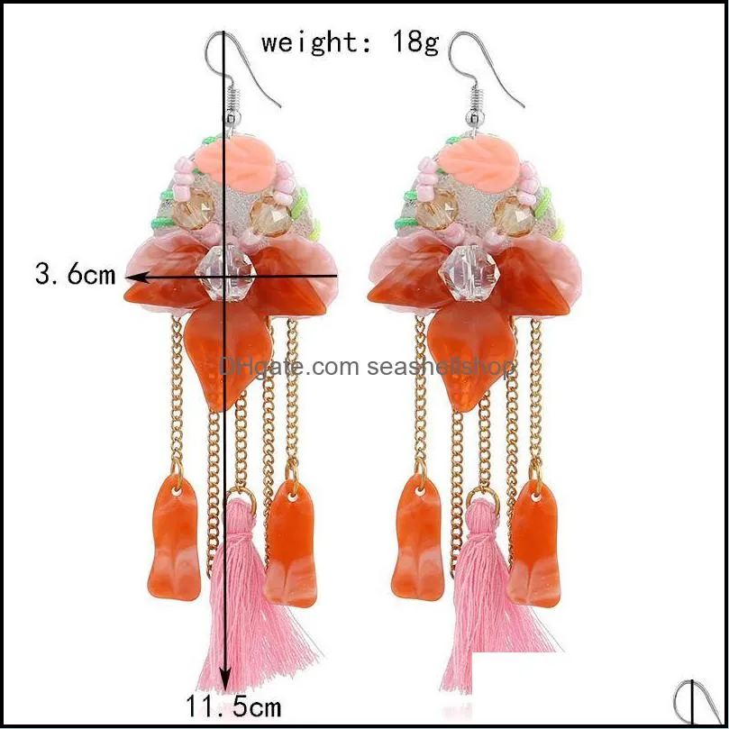 fashion long tassel earrings bohemian bead rhinestone shell flower sequins earring ethnic boho dangle drop earings for women jewelry