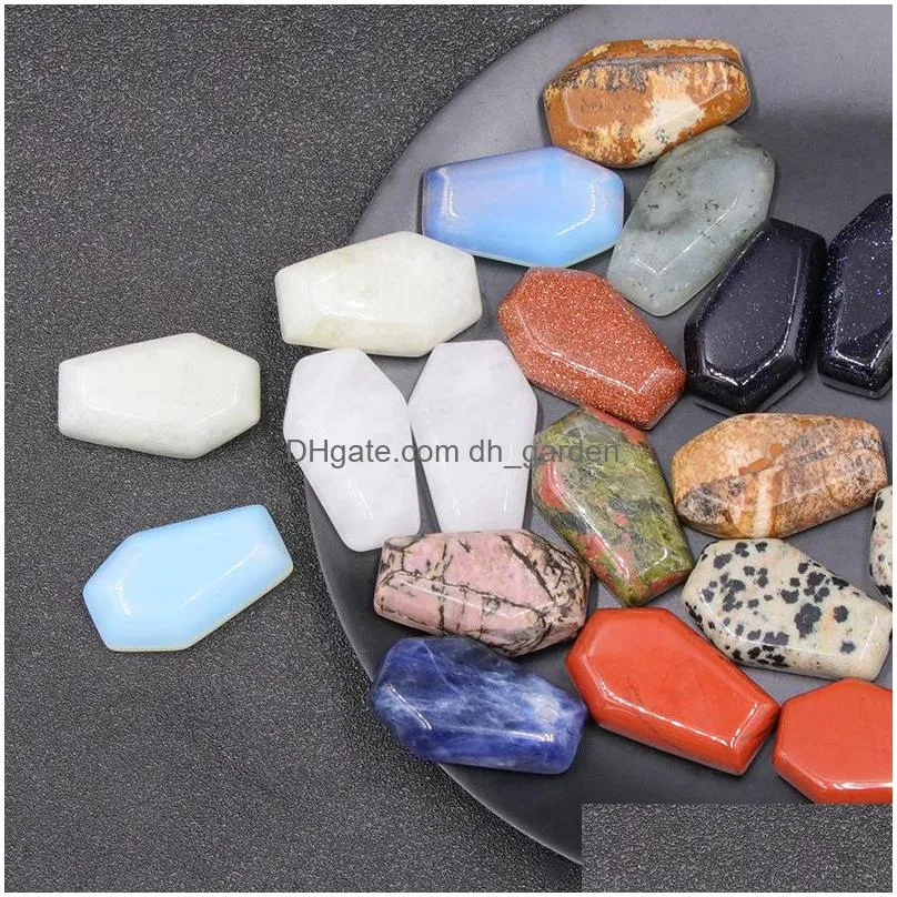 natural crystal stone ornaments coffin shape reiki healing chakra quartz mineral tumbled gemstones hand piece home decoration accessories