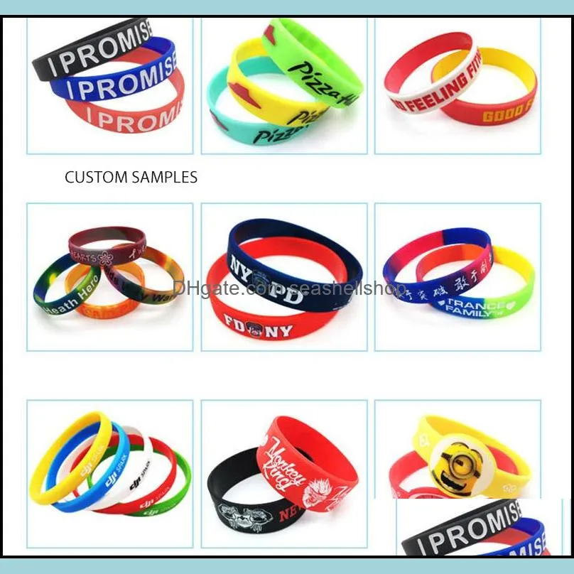 silicone wristband bracelet sports casual bracelet female men pure color for simple women unisex bracelet can custom