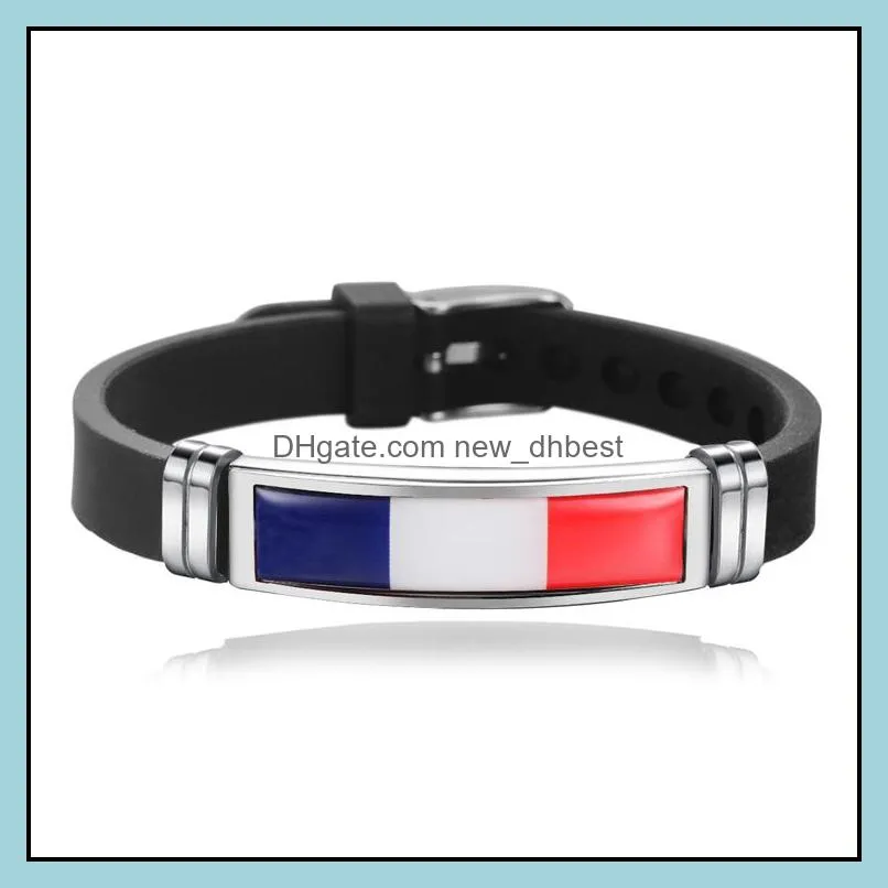 national flag silicone bracelets spain germany england australia brazil wristband men bracelets fitness sporty jewelry size adjustable