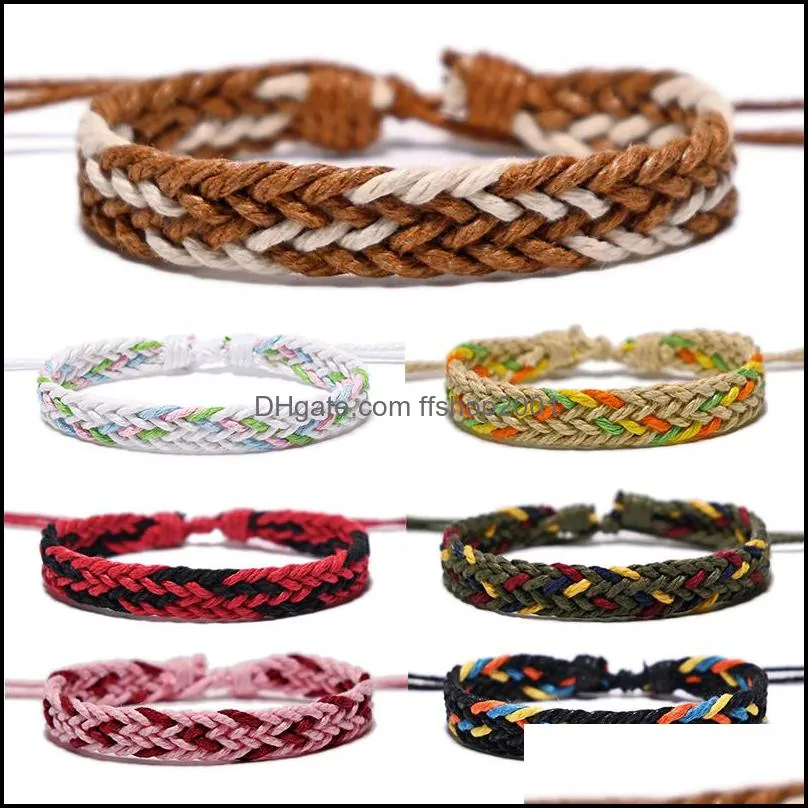 boho cotton braid handmade bracelet ethnic lucky multicolored wrap woven rope friendship bangle for couple gift b24a