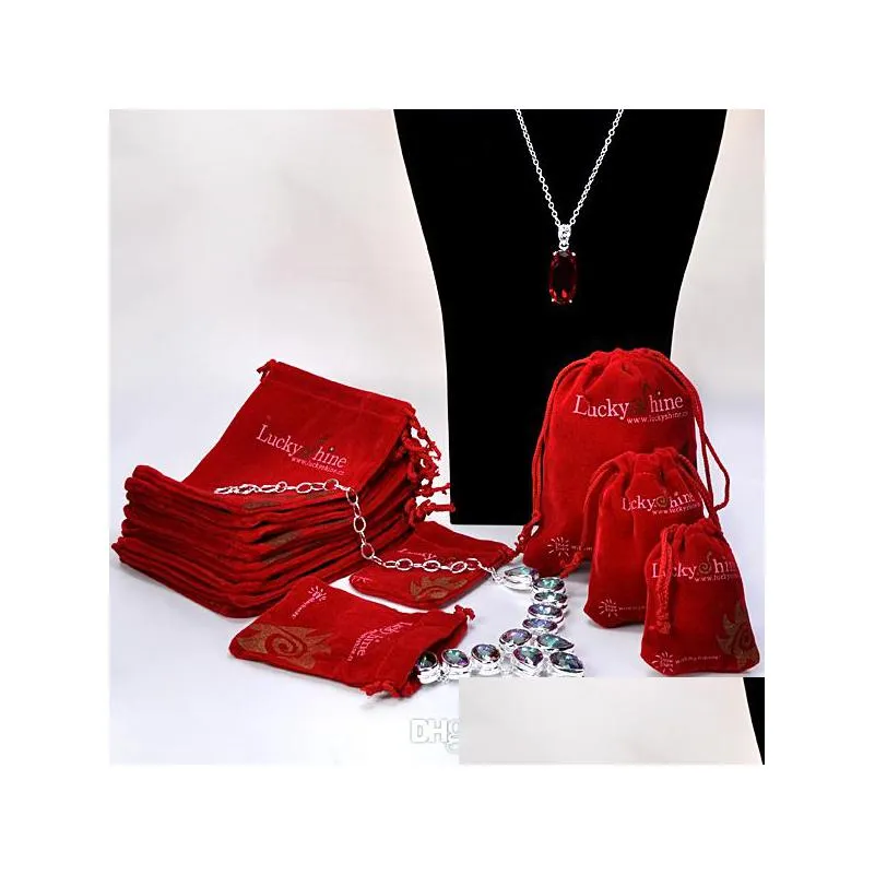  30pcs lot red color mix size14cm11cm 11cm8cm 8cm6 velvet drawstring jewelry bag christmas wedding gift bag bag only