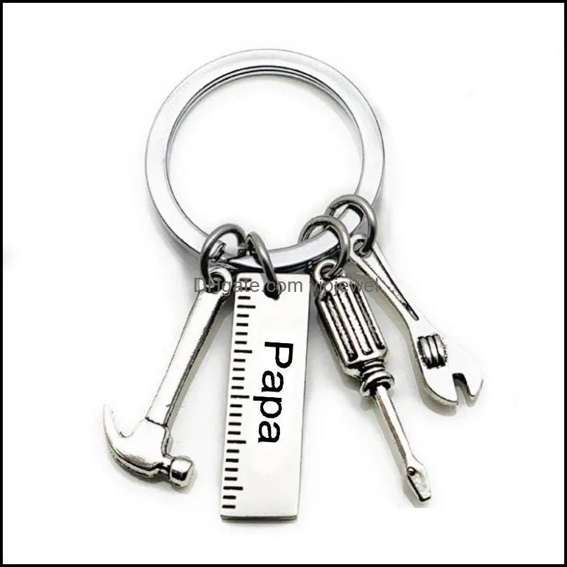 personalized diy stainless steel keychain keychain engraved dad papa grandpa hammer screwdriver wrench dad tools keychain fathers day