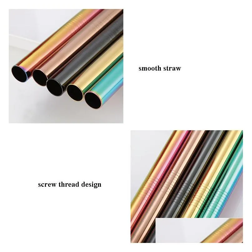 304 stainless steel drinking straws 8.5 dia. 6mm/8mm/10mm/12mm bent and straight reusable drinking straws