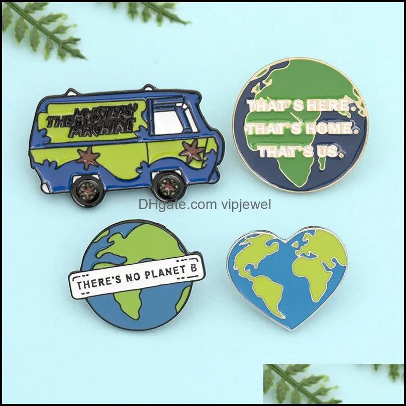 fashion love earth series brooches that here home us personality girls boys bag coat badge pin decoration