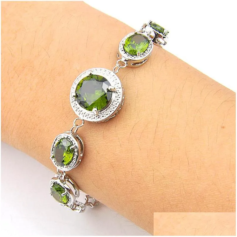 luckyshine 925 sterling silve plated for women fashion green zircon charm bracelet weddings party bracelets s 8