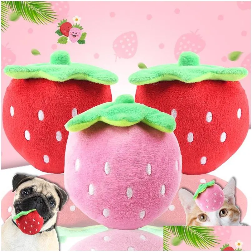 cartoon dog toys stuffed squeaking pet toy cute plush puzzle for dogs cat chew squeaker squeaky pet strawberry toy